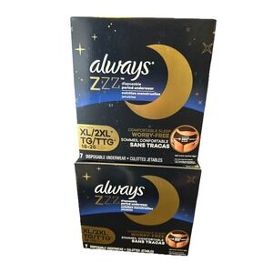 2 Packs Always ZZZ Overnight Disposable Period Underwear XL/2XL 18-26 7ct